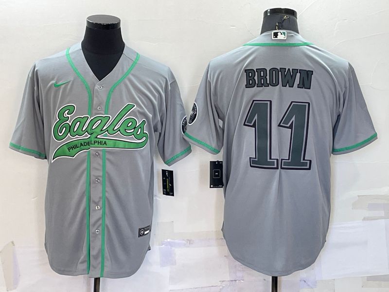 Men Philadelphia Eagles #11 Brown Grey 2022 Nike Co branded NFL Jerseys->dallas cowboys->NFL Jersey